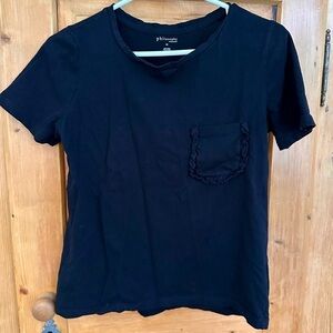 Philosophy Republic Clothing Black Tee Ruffle Pocket Shirt Size Med Whimsigoth